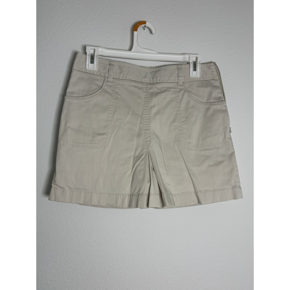 Ann Taylor Khaki Skort Tan Pleated Front Mini Skirt Shorts Side Zip Womens 4